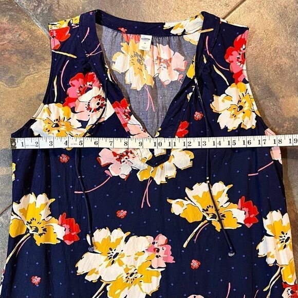 Old Navy Women’s Blue Floral V-Neck Shift Dress Medium - Picture 5 of 11